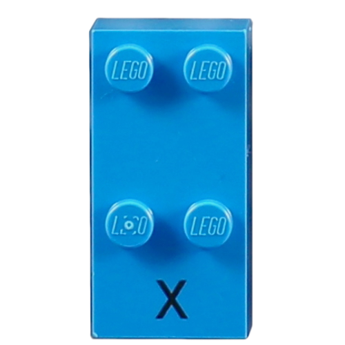 Braille Brick 2 x 4 with 4 Studs ⠭ and 'X' Print (60240pr0001)