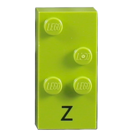 Braille Brick 2 x 4 with 4 Studs ⠵ and 'Z' Print (60244pr0001)