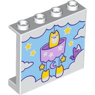 Panel 1 x 4 x 3 with Kitten Mobile, Clouds on Bright Light Blue Background print (60581pr9994)