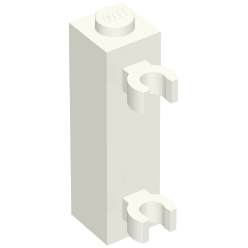 Brick Special 1 x 1 x 3 with 2 Clips Vertical [Solid Stud, Thick U Clips] (60583a)