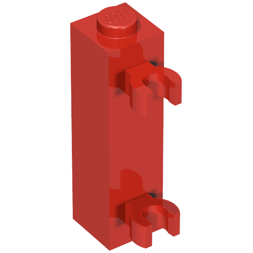 Brick Special 1 x 1 x 3 with 2 Clips Vertical [Solid Stud, Thick U Clips] (60583a)
