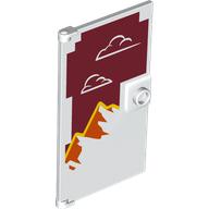 Door 1 x 4 x 6 Smooth with White Clouds, Orange Mountains on Dark Red Background print (60616bpr0003)