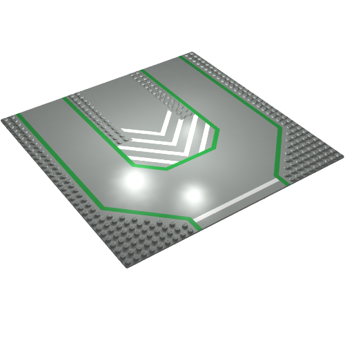 Baseplate 32 x 32 with 9-Stud Straight, 3-Lanes and Chevrons Print (6100pr0003)