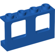 Window 1 x 4 x 2 Plane, Hollow Studs, Single Hole Top and Bottom for Glass (61345)