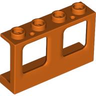 Window 1 x 4 x 2 Plane, Hollow Studs, Single Hole Top and Bottom for Glass (61345)