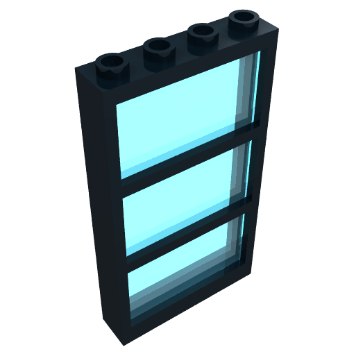 Window 1 x 4 x 6 Frame with 3 Panes, with Fixed Trans-Light Blue Glass (6160c01)