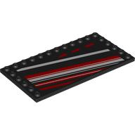 Plate Special 6 x 12 with Studs on 3 Edges with Diagonal Red/White Stripes print (6178pr0013)