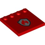 Plate Special 4 x 4 with Studs on One Edge with Silver/Black Firefighter Badge print (6179pr0031)