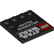 Plate Special 4 x 4 with Studs on One Edge with 'LEGO STAR WARS MILLENNIUM FALCON' print (6179pr0036)