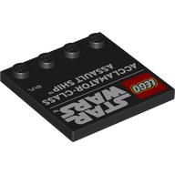 Plate Special 4 x 4 with Studs on One Edge with 'LEGO STAR WARS ACCLAMATOR-CLASS ASSAULT SHIP' print (6179pr0038)