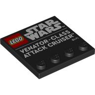 Plate Special 4 x 4 with Studs on One Edge with 'LEGO STAR WARS', 'VENATOR-CLASS ATTACK CRUISER' print (6179pr0042)