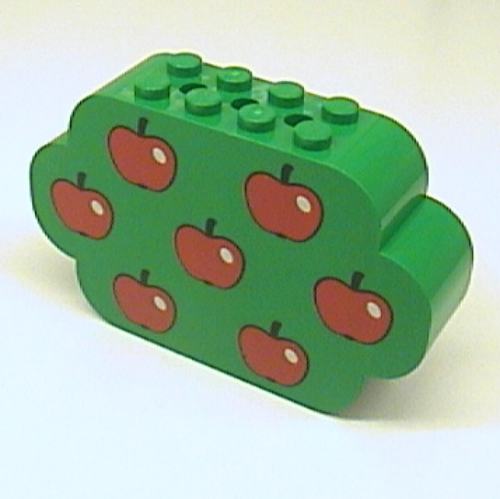 Brick Curved 2 x 8 x 4 Triple Curved Ends with 7 Apples Print (6214pr0003)