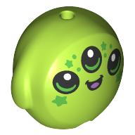 Pillow Plush Toy with Alien Face, 3 Eyes, Green Spots print (6330pr0007)