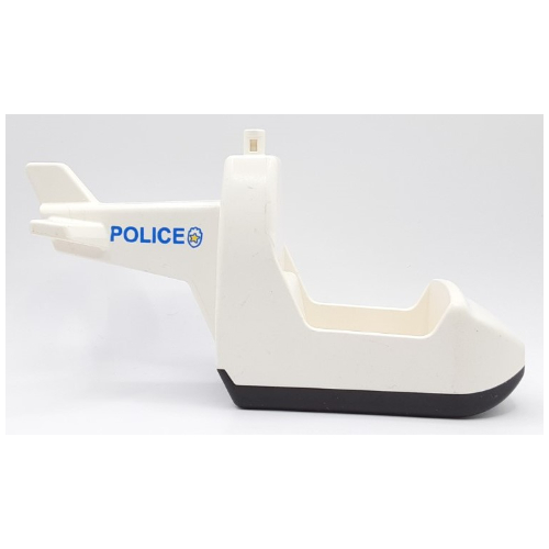 Duplo Helicopter Body without Skids, with Black Base and Blue 'POLICE' and Badge Print (6350c06pr0001)