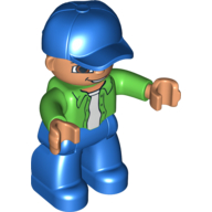 Duplo Figure with Cap Blue, with Bright Green Long Sleeve Shirt over White Shirt - Blue Legs (63710c01pr0004)