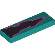 Tile 1 x 3 with Black Flame/Lightning Bolt, Dark Pink Border print (63864pr0051)