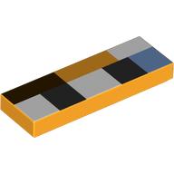 Tile 1 x 3 with White/Black/Medium Blue/Dark Brown Rectangles print (63864pr0056)