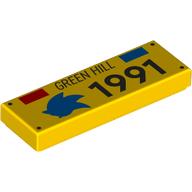 Tile 1 x 3 with Red/Blue Triangles, Blue Hedgehog, 'GREEN HILL 1991' print (63864pr0063)