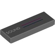Tile 1 x 3 with White 'SOUND', Dark Pink/Dark Blue Lines print (63864pr0066)