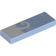 Tile 1 x 3 with White Rose Stalk, Stars print (63864pr9992)