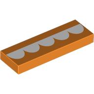 Tile 1 x 3 with White Half Circles / Teeth print (63864pr9999)