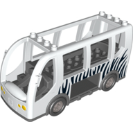 Duplo Bus with Dark Bluish Gray Chassis & Flat Silver Wheels, with Zebra Stripes Print (64139pr0002)