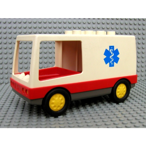 Duplo Van / Ambulance with Orange Base and EMT Star of Life on Stripes Print (6416c03pr0001)