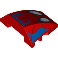 Wedge Curved 4 x 3 No Studs with White Spider Eyes, Black Webbing, Blue Marking print (64225pr0013)