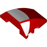 Wedge Curved 4 x 3 No Studs with White Semi-Circle print (64225pr0017)