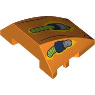 Wedge Curved 4 x 3 No Studs with Silver/Lime Hoses, Black Lines print (64225pr0020)