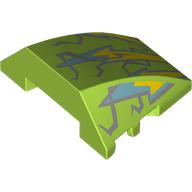 Wedge Curved 4 x 3 No Studs with Yellow/Silver Lightning Bolts print (64225pr0022)