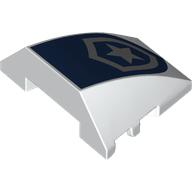 Wedge Curved 4 x 3 No Studs with Silver Police Badge on Dark Blue Background print (64225pr0025)