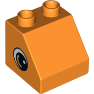 Duplo Brick 2 x 2 Slope 45° with Eye with White Spot and Curve Print on Both Sides (6474pr0012)