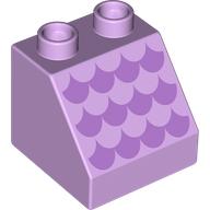 Duplo Brick 2 x 2 Slope 45°, Medium Lavender Scallops Print (6474pr9969)