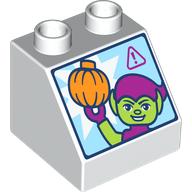 Duplo Brick 2 x 2 Slope 45° with Screen, Green Goblin print (6474pr9970)