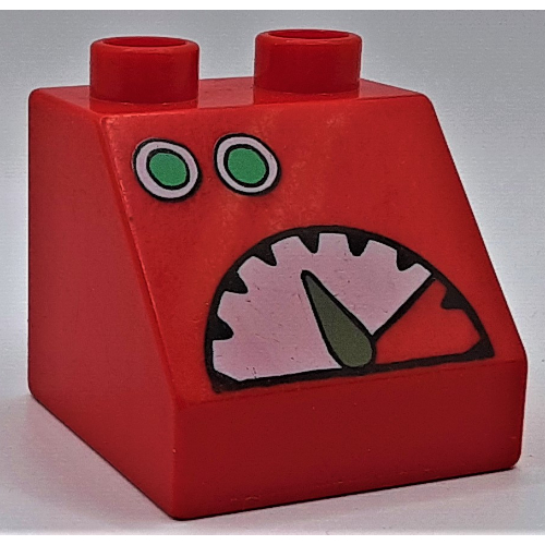 Duplo Brick 2 x 2 Slope 45° with Two Green Buttons and Meter Print (6474pr9975)