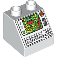 Duplo Brick 2 x 2 Slope 45° with Map and Keyboard Print (6474pr9983)