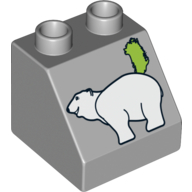 Duplo Brick 2 x 2 Slope 45° with Polar Bear Print (6474pr9988)