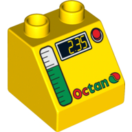 Duplo Brick 2 x 2 Slope 45° with Octan, Digits and Gas Gauge Print (6474pr9991)