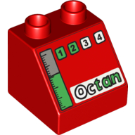 Duplo Brick 2 x 2 Slope 45 with Octan, 1, 2, 3, 4 and Gas Gauge Print (6474pr9994)