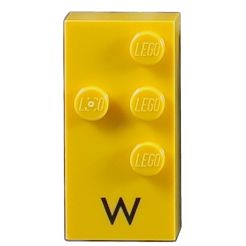 Braille Brick 2 x 4 with 4 Studs ⠺ and 'W' Print (65549pr0001)