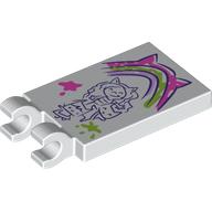 Tile Special 2 x 3 with 2 Clips with Drawing of Gabby, Kitten Rainbow print (65886pr9999)