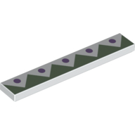 Tile 1 x 6 with Sand Green Edge Triangles and 5 Lavender Dots print (6636pr0013)