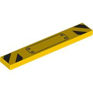 Tile 1 x 6 with Warning Stripes, Ribbited Plate print (6636pr0041)