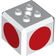 Brick Special Cube with 2 x 2 Studs on Top, and Red Circles Print (66855pr0002)