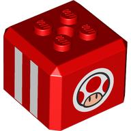 Brick Special Cube with 2 x 2 Studs on Top with Toad, White Stripes print (66855pr0007)