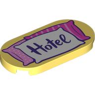 Tile Round 2 x 4 with White/Bright Pink/Dark Pink Pillows, Dark Purple 'Hotel' print (66857pr0008)