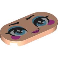 Tile Round 2 x 4 with Face, Bright Light Blue Eyes, Eyeshadow, Dark Pink Cheeks, Lips print (66857pr0013)