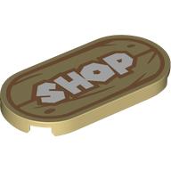 Tile Round 2 x 4 with White 'SHOP' on Wooden Board print (66857pr0038)