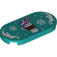Tile Round 2 x 4 with Sunday, White Snowflakes, Decorations print (66857pr0047)